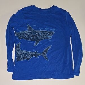 Lands' End Blue Shark Diagram Long Sleeve Tee M